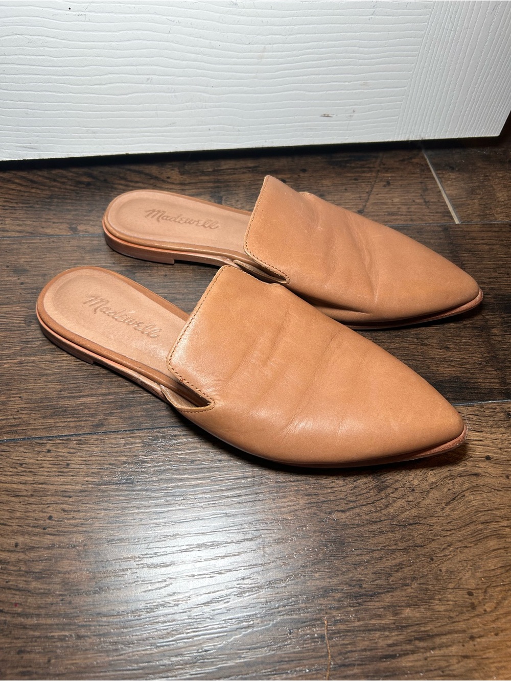 Madewell Tan Leather Gemma Pointed Mule Slides